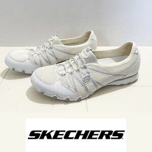 White Skechers Mesh Sneakers | Slip-ins Relaxed Fit | Bungee Laces | Size 10